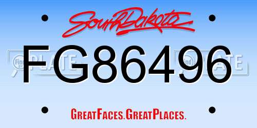 FG86496 South Dakota License Plate