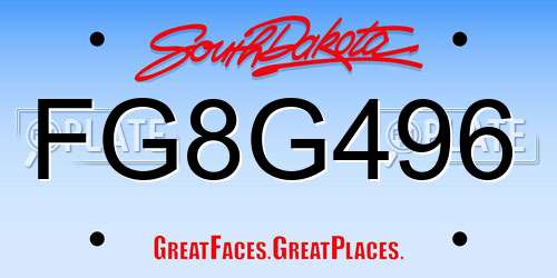 FG8G496 South Dakota License Plate