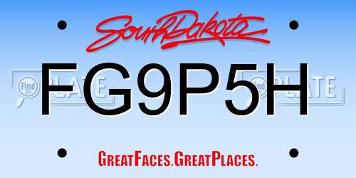 FG9P5H South Dakota License Plate