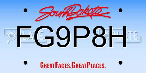 FG9P8H South Dakota License Plate