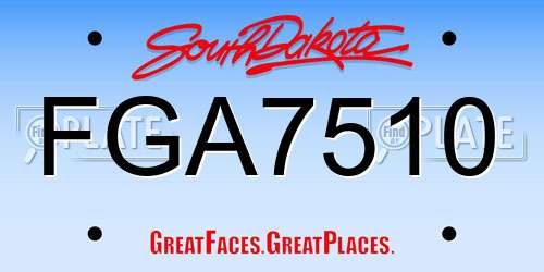 FGA7510 South Dakota License Plate