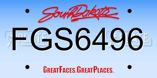 FGS6496 South Dakota License Plate