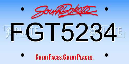 FGT5234 South Dakota License Plate