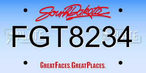 FGT8234 South Dakota License Plate