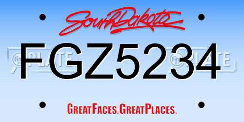 FGZ5234 South Dakota License Plate