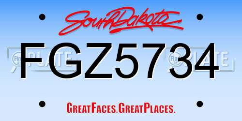 FGZ5734 South Dakota License Plate