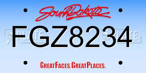 FGZ8234 South Dakota License Plate