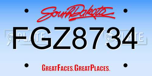 FGZ8734 South Dakota License Plate