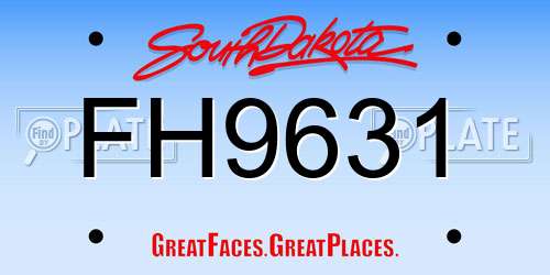 FH9631 South Dakota License Plate