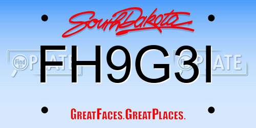 FH9G3I South Dakota License Plate