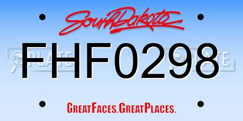 FHF0298 South Dakota License Plate