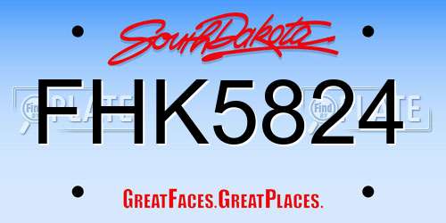 FHK5824 South Dakota License Plate