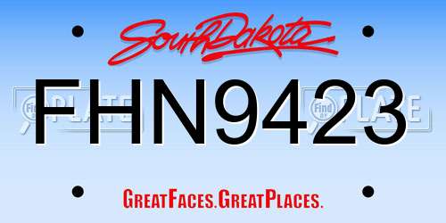 FHN9423 South Dakota License Plate