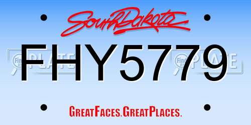 FHY5779 South Dakota License Plate