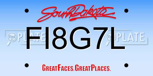 FI8G7L South Dakota License Plate