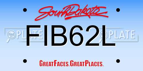 FIB62L South Dakota License Plate