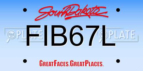 FIB67L South Dakota License Plate