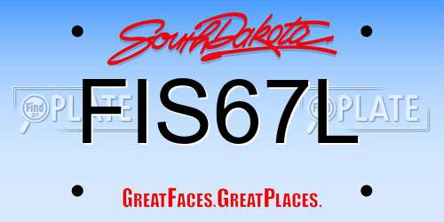 FIS67L South Dakota License Plate