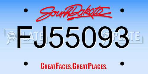 FJ55093 South Dakota License Plate