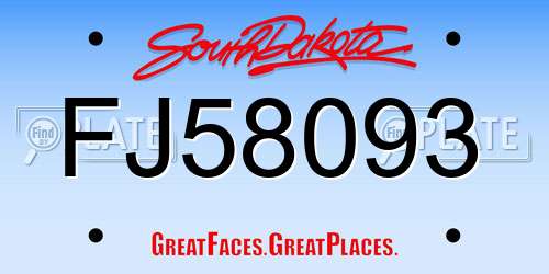 FJ58093 South Dakota License Plate