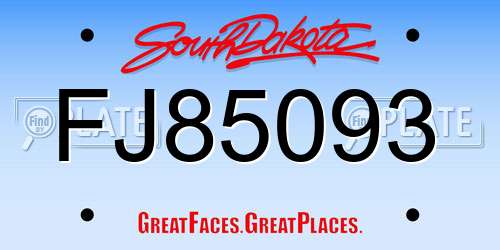 FJ85093 South Dakota License Plate
