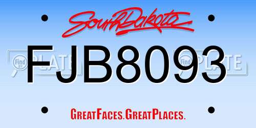 FJB8093 South Dakota License Plate