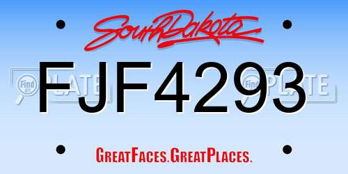 FJF4293 South Dakota License Plate
