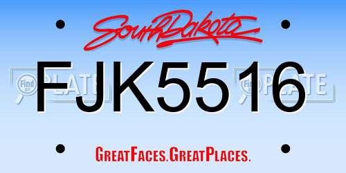 FJK5516 South Dakota License Plate