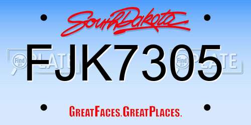 FJK7305 South Dakota License Plate