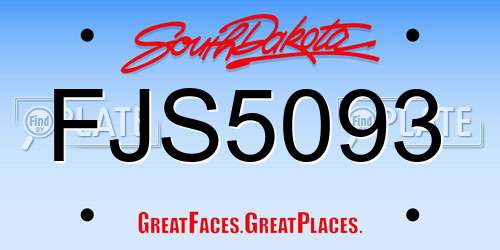 FJS5093 South Dakota License Plate