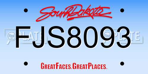 FJS8093 South Dakota License Plate