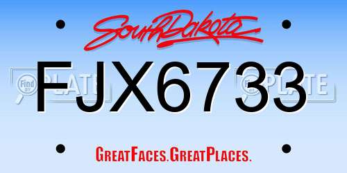 FJX6733 South Dakota License Plate