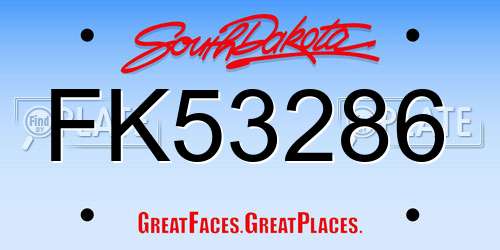 FK53286 South Dakota License Plate