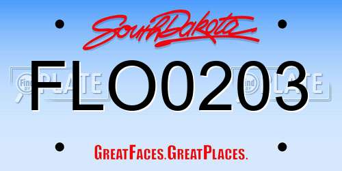 FLO0203 South Dakota License Plate