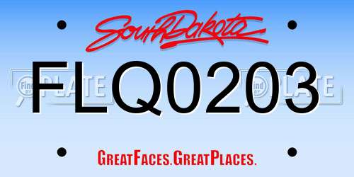 FLQ0203 South Dakota License Plate