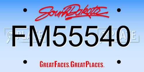 FM55540 South Dakota License Plate