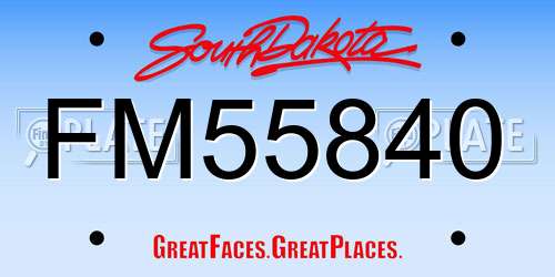 FM55840 South Dakota License Plate
