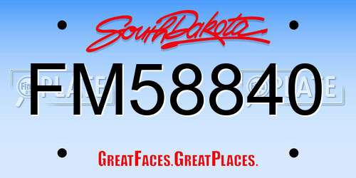 FM58840 South Dakota License Plate
