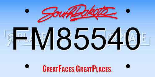 FM85540 South Dakota License Plate