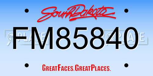 FM85840 South Dakota License Plate