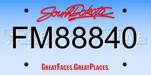 FM88840 South Dakota License Plate