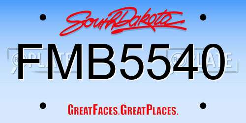 FMB5540 South Dakota License Plate