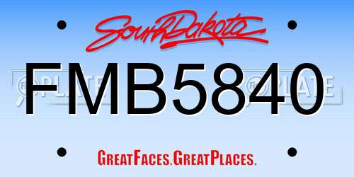 FMB5840 South Dakota License Plate