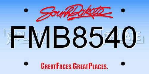 FMB8540 South Dakota License Plate