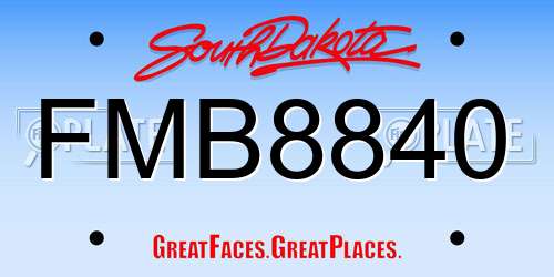FMB8840 South Dakota License Plate