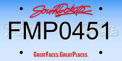 FMP0451 South Dakota License Plate