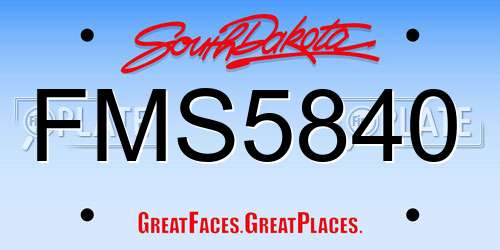 FMS5840 South Dakota License Plate