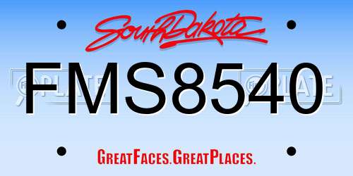FMS8540 South Dakota License Plate