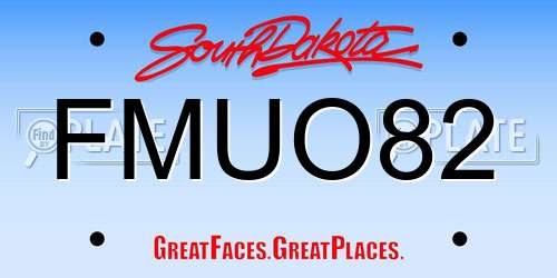 FMUO82 South Dakota License Plate