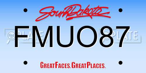 FMUO87 South Dakota License Plate
